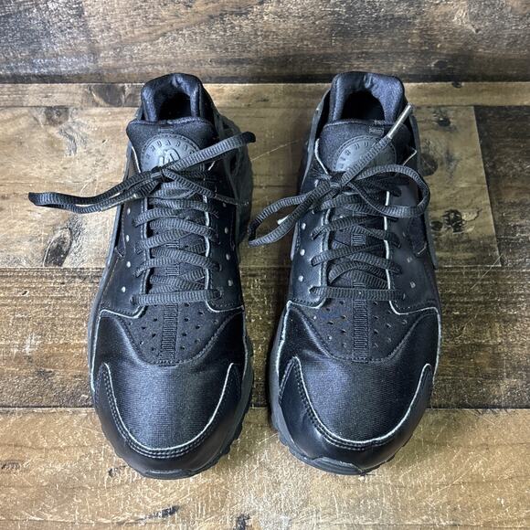 Nike Air Huarache Run Women's Running Shoes Size 7 Triple Black 634835-012 - Picture 4 of 9